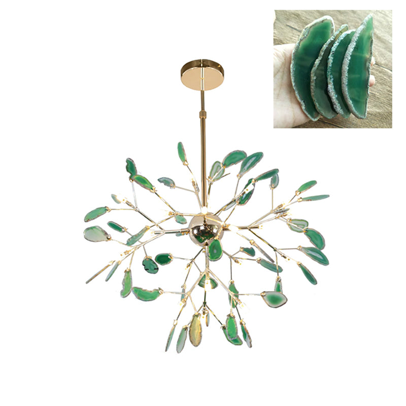 Agate Flake Chandelier - Elegant Natural Stone Crystal Ceiling Light Fixture for Dining Room, Living Room, Bedroom Decor | Modern Luxury Home Lighting