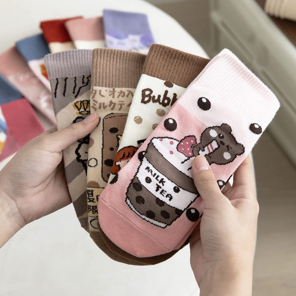 Stylish Cotton Cartoon Anime Socks for Women - 3 Pairs College Fashion Socks with Color Matching - Perfect for Cosplay, Gifts & Everyday Wear