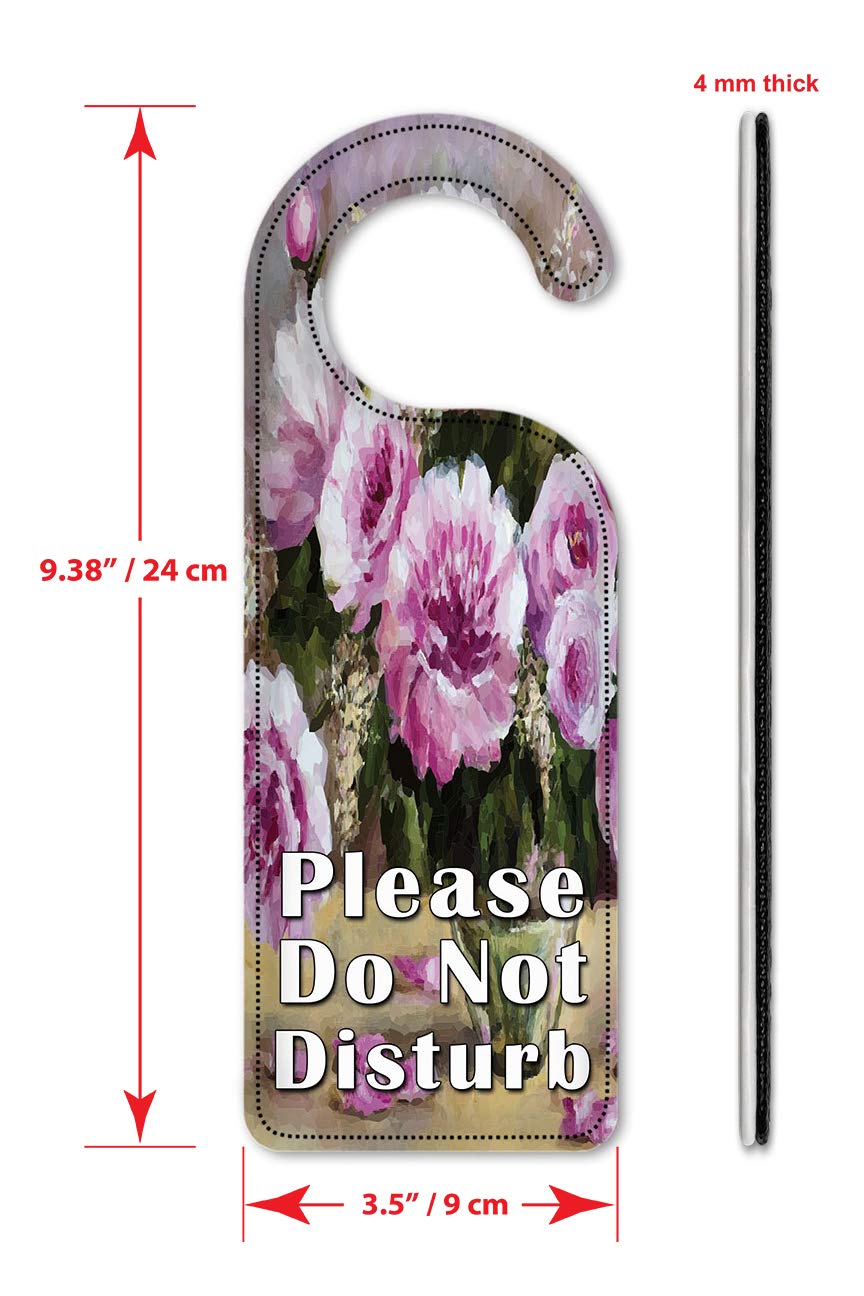 Do Not Disturb Door Hanger Sign - Purple Floral Vase Design for Hotels, Bedrooms & Privacy | Quiet Please Door Knob Decor