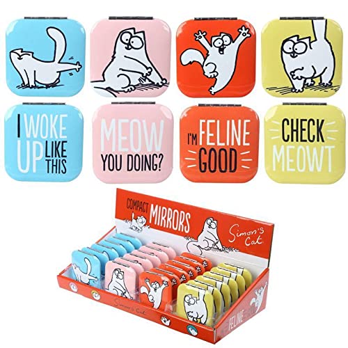 Simon's Cat Compact Mirror - Cute Cat Design Makeup Mirror for Women - Perfect for Purse, Travel & Everyday Use