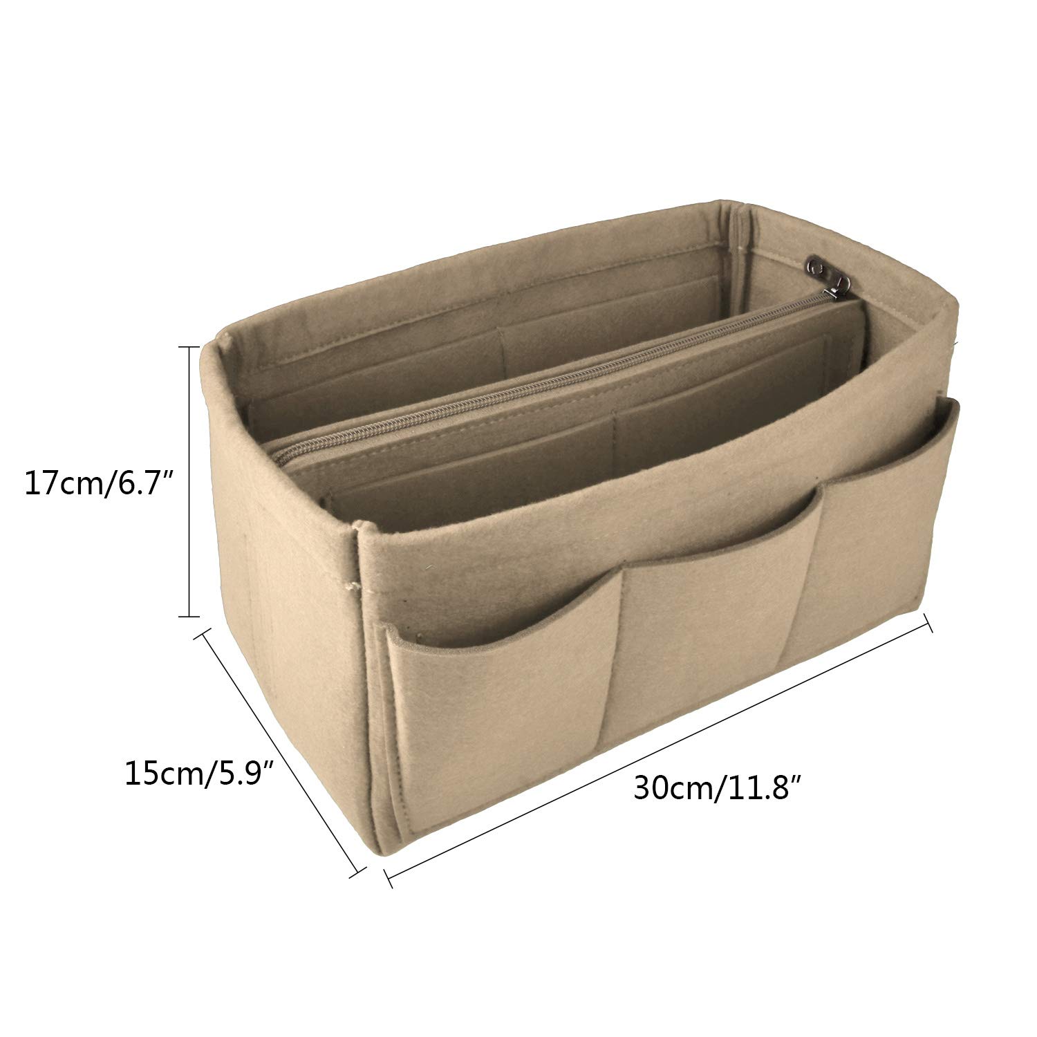 Premium Felt Fabric Handbag Organizer Insert for Tote Bags - Large Beige Purse Organizer | Perfect for Travel, Work & Everyday Use to Keep Essentials Neat