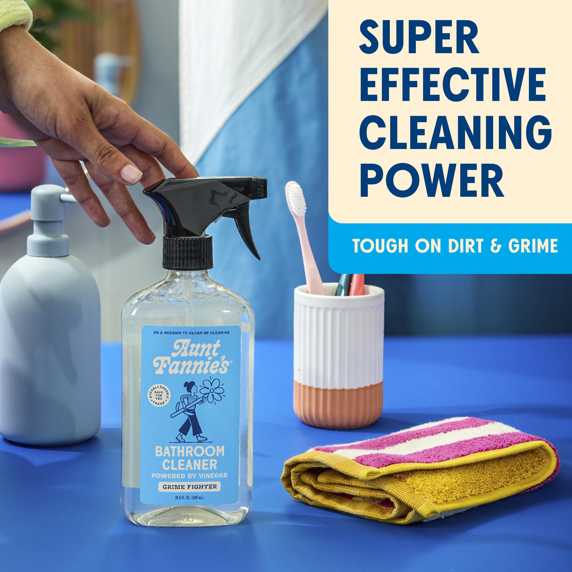 Aunt Fannie's All-Purpose Bathroom Cleaner - Natural Vinegar Spray for Shower, Tub, Toilet, Tile, Sink & Fixtures | 16.9 oz (Pack of 1) | Eco-Friendly, Non-Toxic Cleaning Solution for Sparkling Bathrooms | Great for Daily Cleaning & Tough Stains
