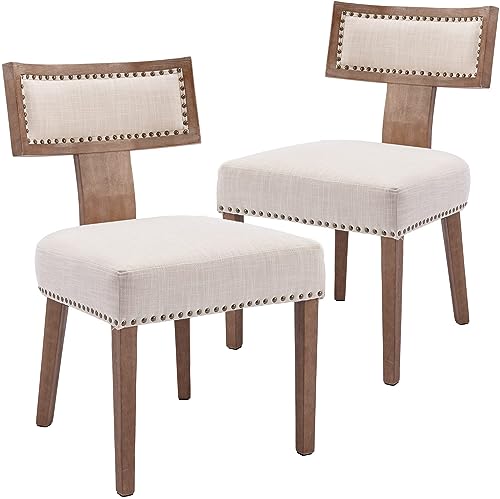 Nailhead Trim, Beige Linen, Natural Wood