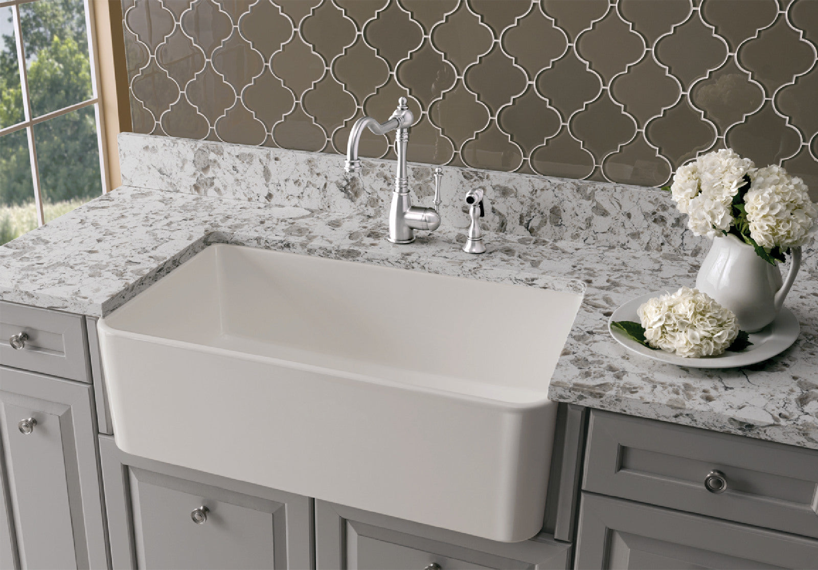 Blanco Cerana 33-Inch Single Bowl Undermount Kitchen Sink in White - Premium Stainless Steel Apron Front Farmhouse Sink for Modern Kitchens, Perfect for Cooking, Entertaining & Dishwashing