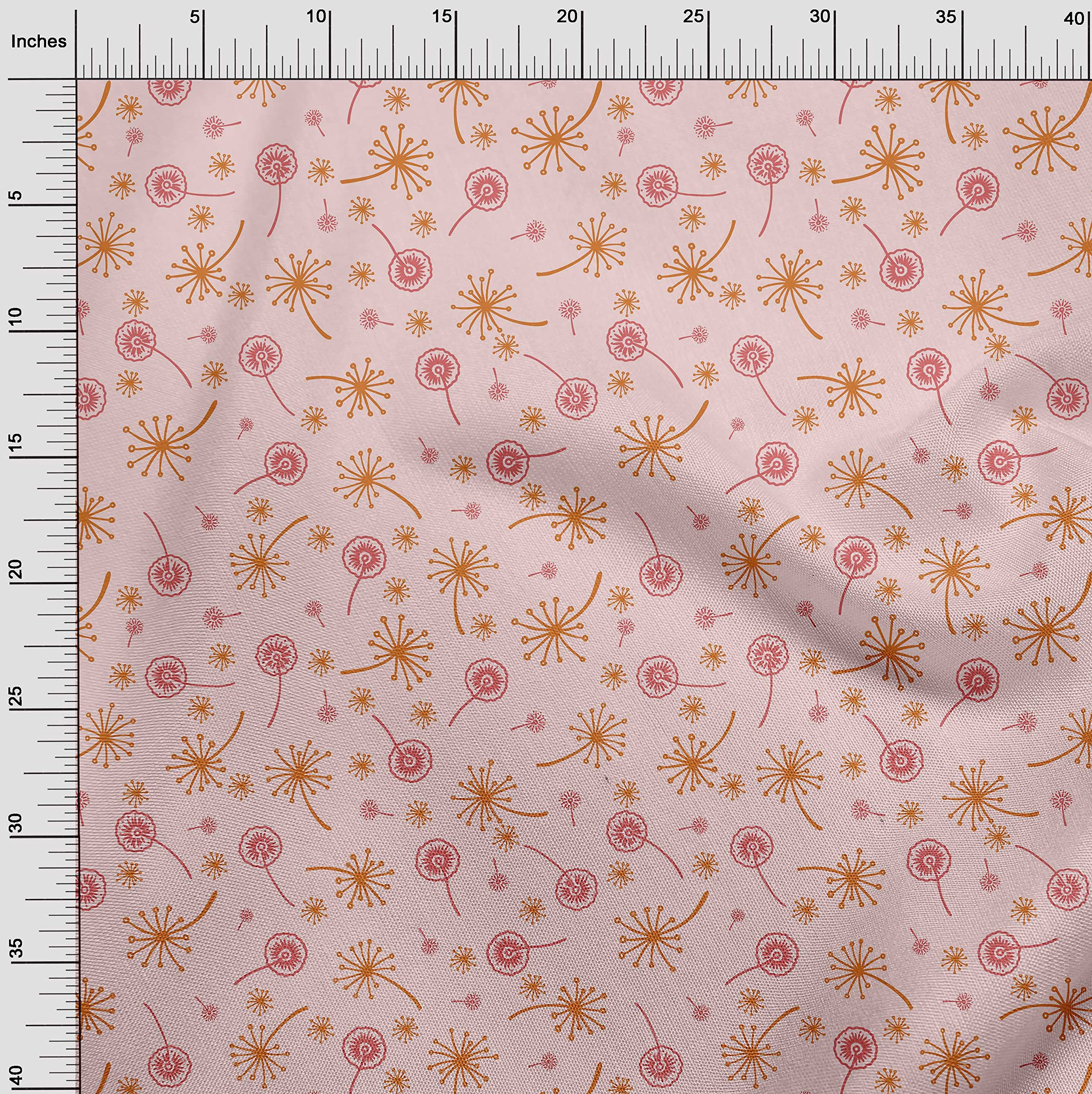 oneOone 100% Cotton Poplin Twill Fabric - Pink Asian Floral Print Dress Material (56