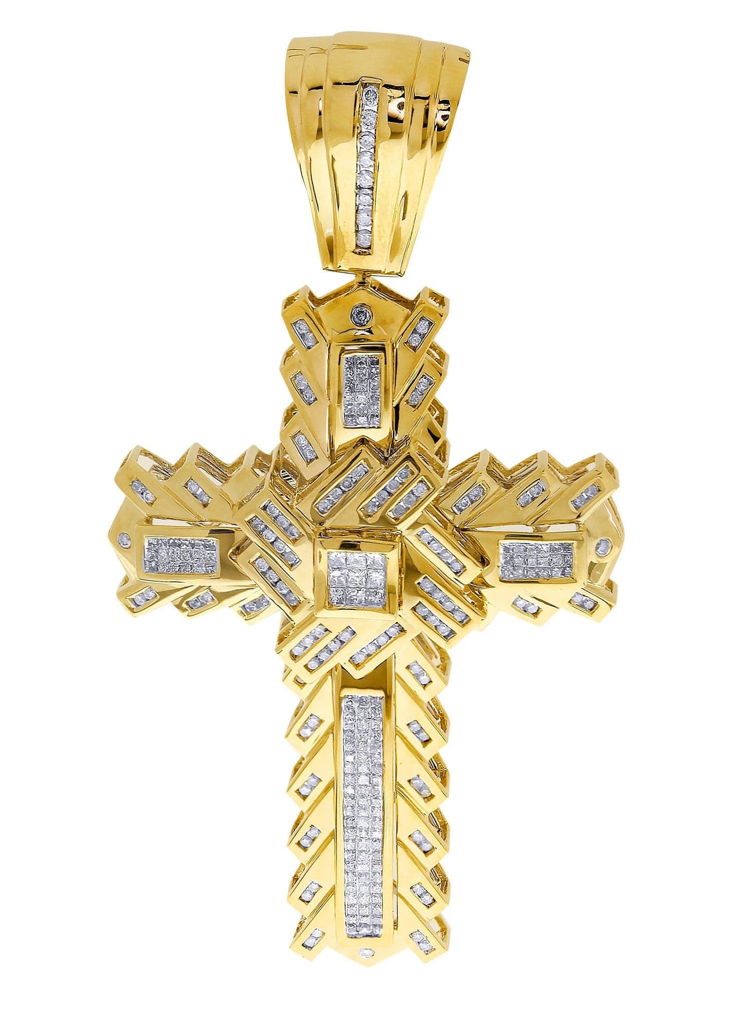 2.51 Carat Diamond Cross Pendant Necklace - 34.83 Grams Solid Gold Religious Jewelry for Women & Men - Perfect for Baptism, First Communion, Confirmation & Gifts
