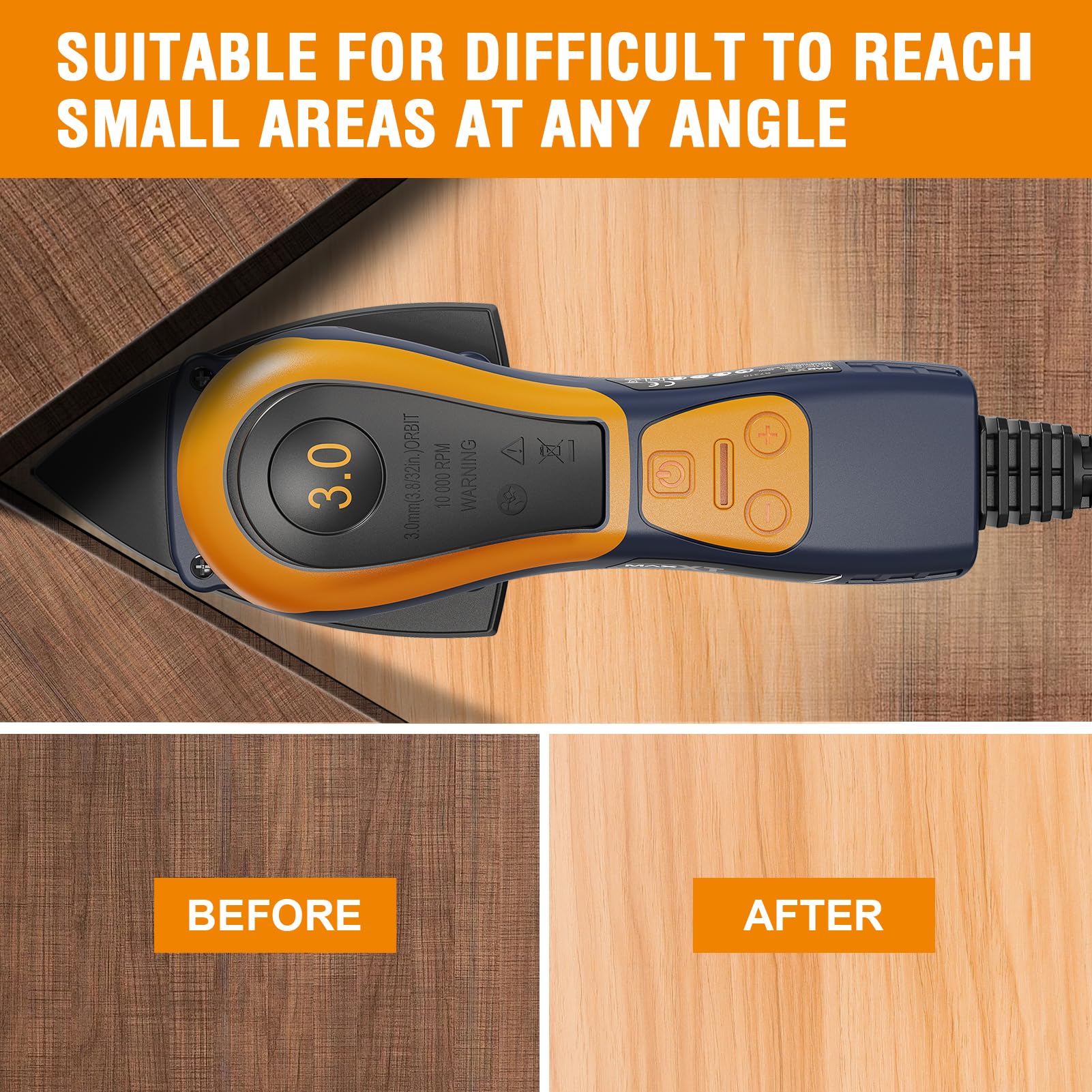 MAXXT 350W Mouse Sander with Advanced Dust Collection System - Low Vibration Detail Sander for Woodworking, Tight Spaces & Polishing - Perfect for DIY Projects, Furniture Refinishing & Craft Sanding