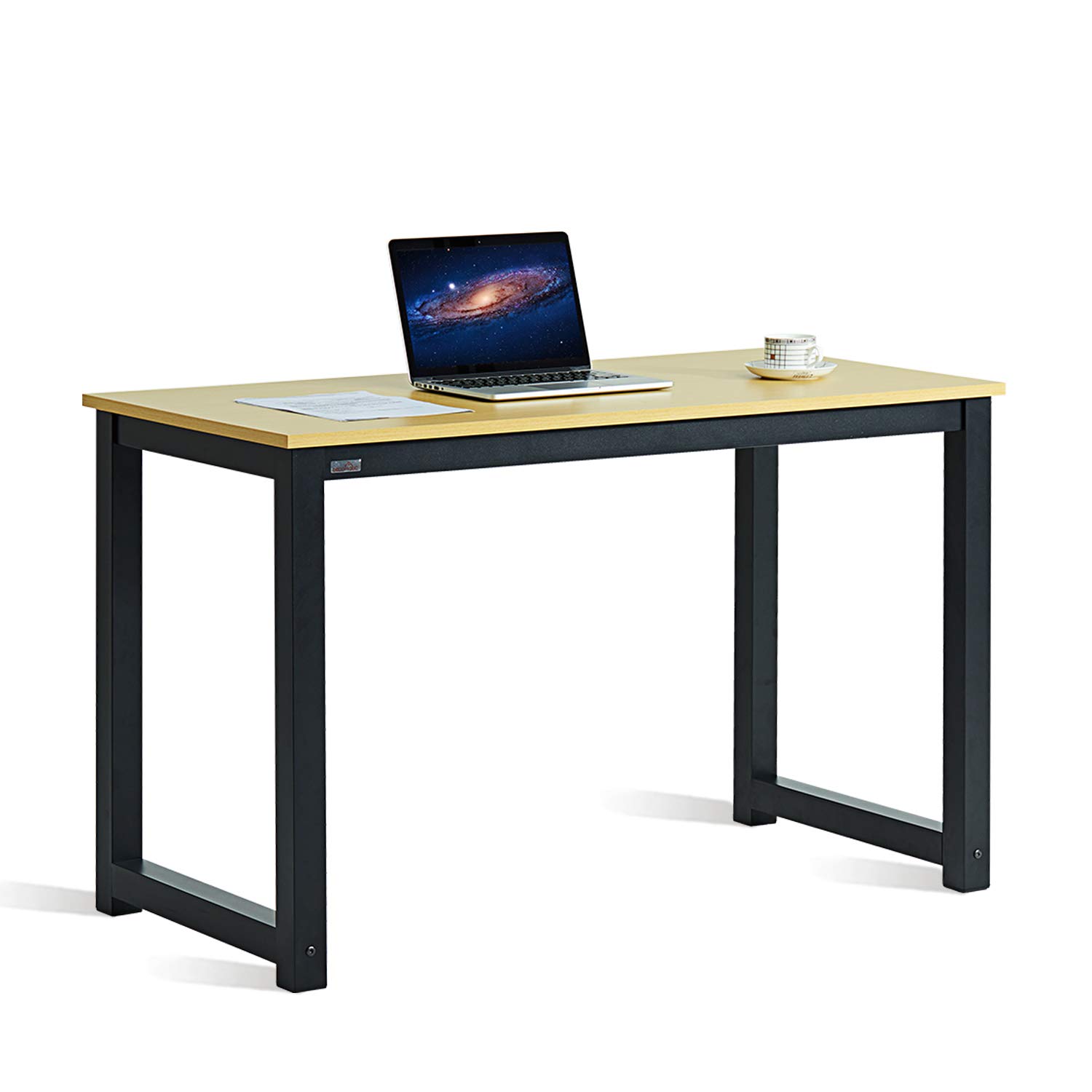 47 Inch Industrial Computer Desk for Home & Office - Rustic Brown Oak Writing Table with Leg Bars, Modern Simple Design - Perfect for Workstation, Study, Gaming & Small Spaces