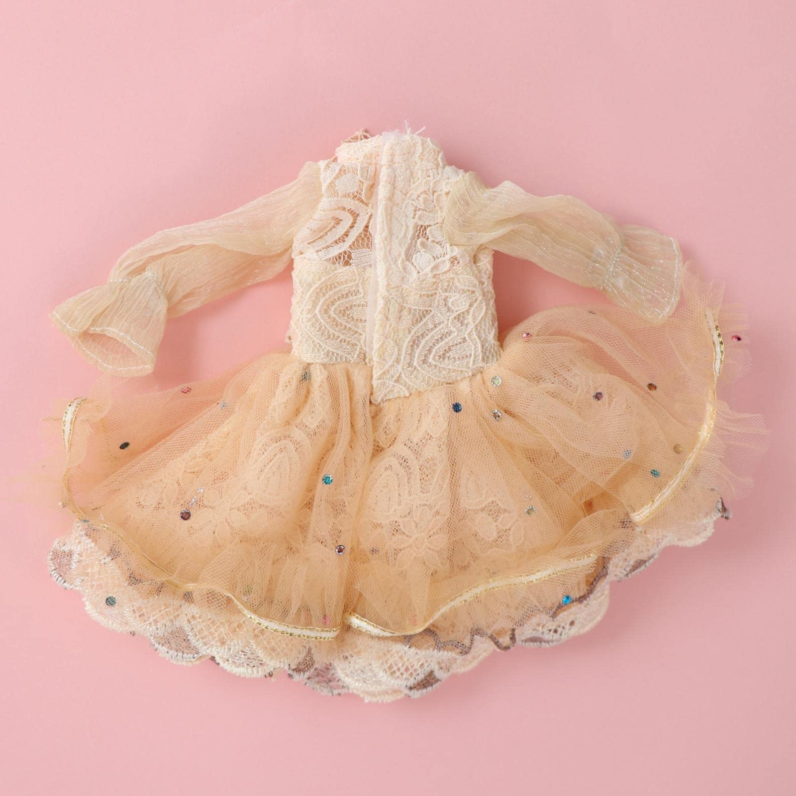 12 Inch Doll Clothes Set - Handmade 1/6 Scale Doll Dresses & Accessories for Girls, Elegant Party Dress in Champagne Color | Perfect for Blythe, Barbie & American Girl Dolls | Birthday Gifts & Collectibles
