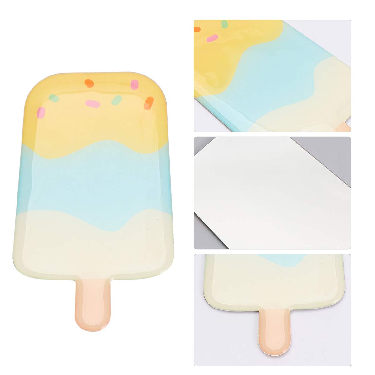 Minkissy Portable Compact Makeup Mirror with Ice Mold Design - Mini Travel Hand Mirror for Women, Lemon Ice Cream Color - Perfect for Travel, Home, and On-the-Go Touchups