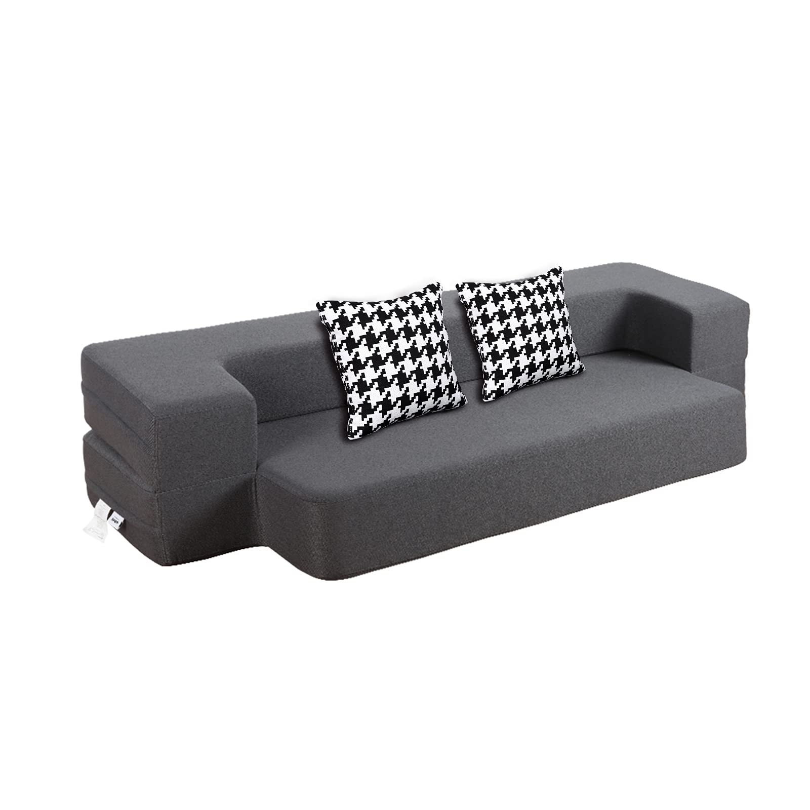 HonTop 10 Inch Folding Sofa Bed with Memory Foam - Twin Size Convertible Sleeper Couch with 2 Pillows - Modern Futon for Small Spaces, Guest Room & Apartment Living - Grey Sofa for Comfortable Lounging & Overnight Stays