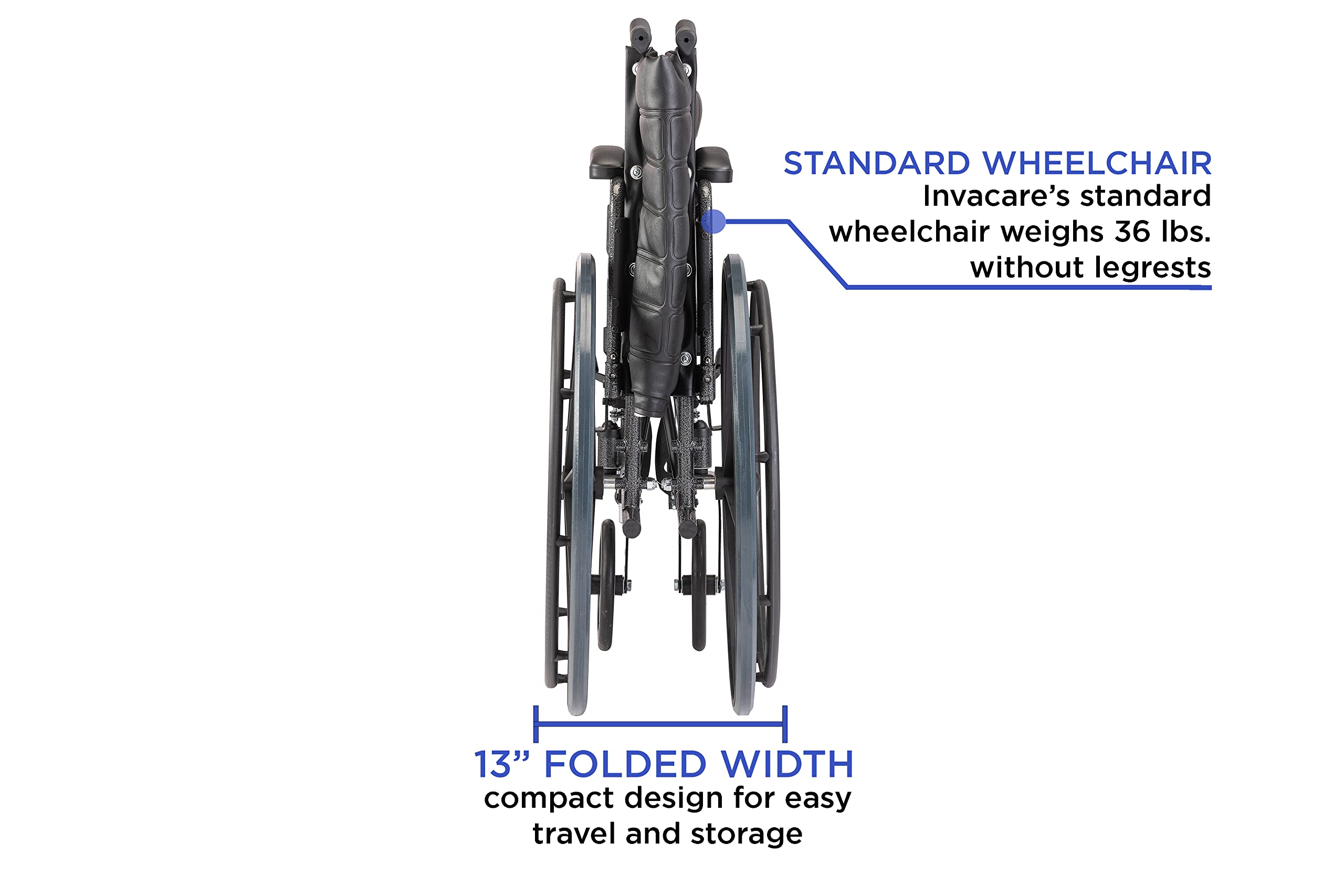 Invacare Tracer EX2 Folding Wheelchair for Adults - 18 Inch Seat with Adjustable Legrests & Full Arms - Lightweight Mobility Aid for Indoor/Outdoor Use
