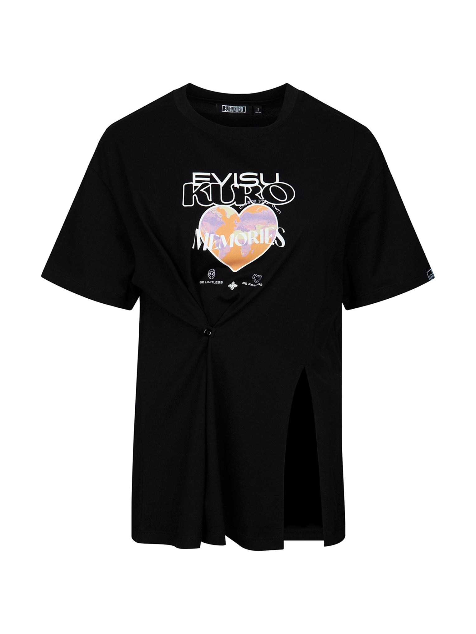 Trendy Logo & Heart Print Cut-Out Relaxed Fit T-Shirt for Women - Casual Wear, Street Style & Everyday Comfort