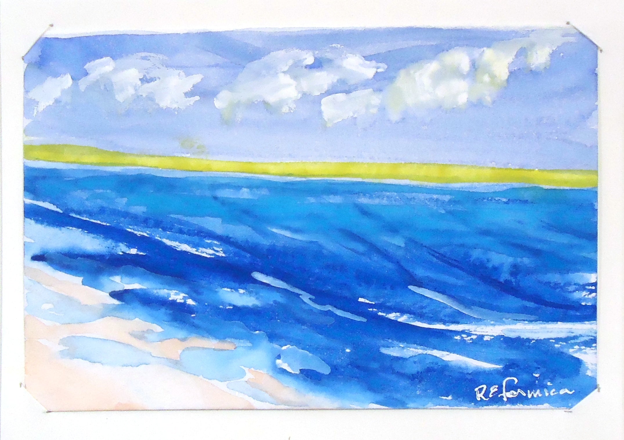 Ruth Formica Mixed Media Ocean Painting Notecard - Handmade Artwork for Home Decor, Gifts & Office Stationery | Perfect for Beach Lovers & Coastal Theme Decorations