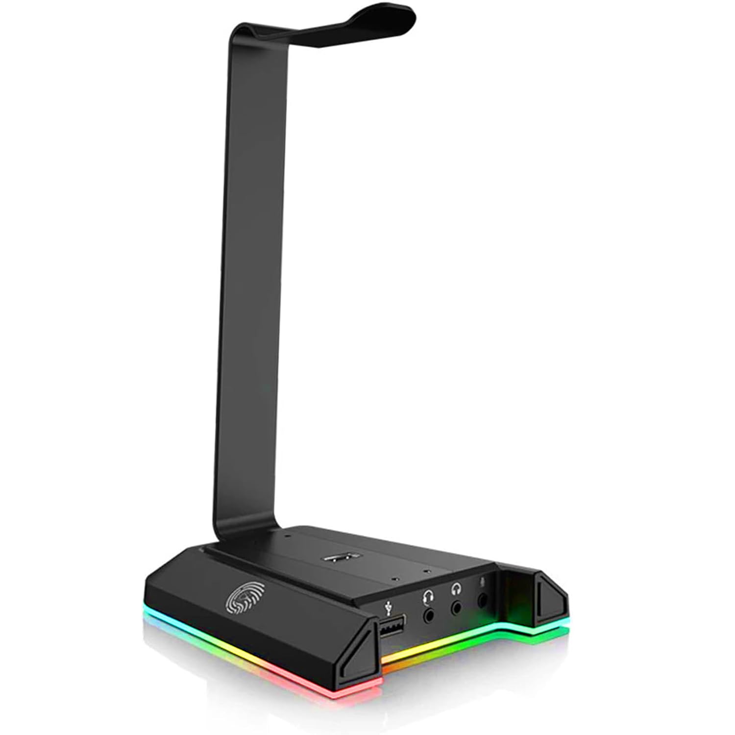 Premium Gaming Headset Stand with 7.1 Surround Sound & RGB Lighting - USB & 3.5mm Port Headphone Holder - Perfect Gaming Accessories Gift for Gamers - Works with Most Headphones - Ideal for PC Gaming Setup & Streaming Studio