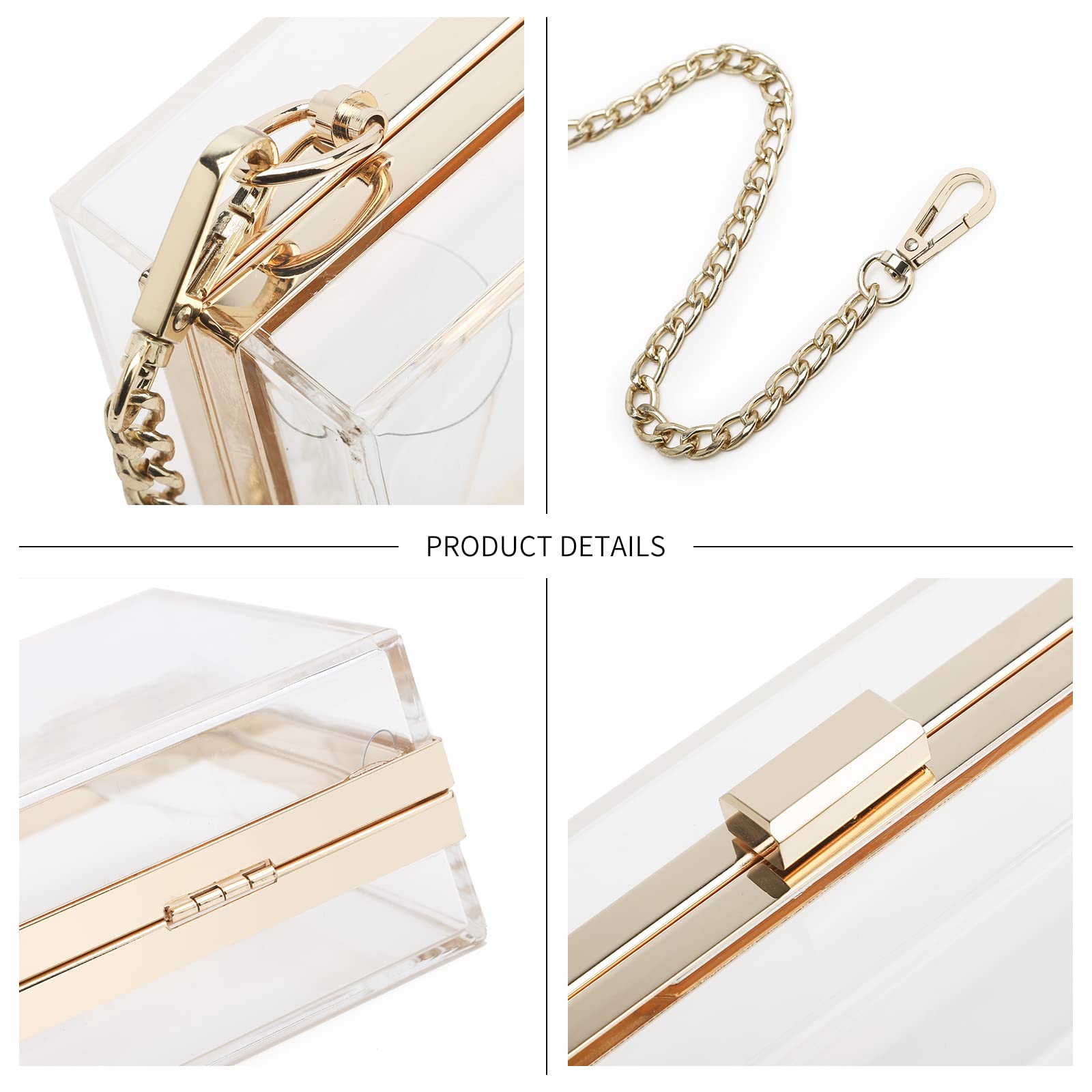 Stylish Women's Clear Acrylic Clutch Purse - Transparent Crossbody Evening Bag with Chain Strap, Stadium Approved | Perfect for Concerts, Parties & Night Out