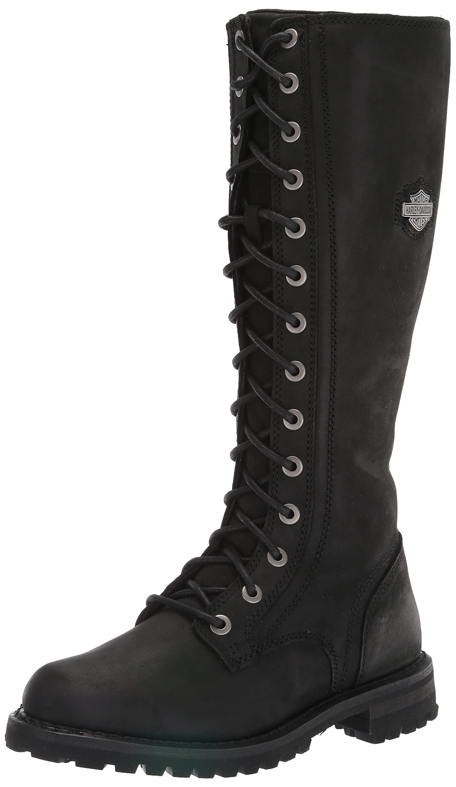 Harley-Davidson Women's Lornell 14-Inch Black Leather Lace-Up Motorcycle Boots - Comfortable Riding Boots for Bikers & Outdoor Adventures