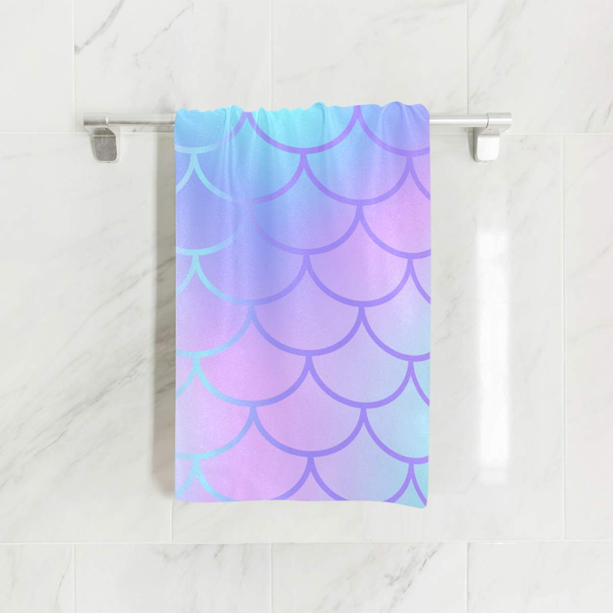 Soft & Absorbent Mermaid Scale Cotton Hand Towel - Quick Dry Bath & Face Towel for Gym, Spa, Bathroom & Home Decor | Perfect for Beach, Pool & Travel Accessories