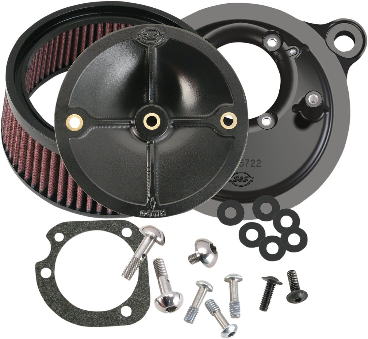 S&S Cycle 170-0060 Stealth Air Cleaner Kit for Stock Fuel System - High Performance Motorcycle Air Intake Upgrade - Perfect for Harley Davidson, Cruiser & Custom Bike Builds