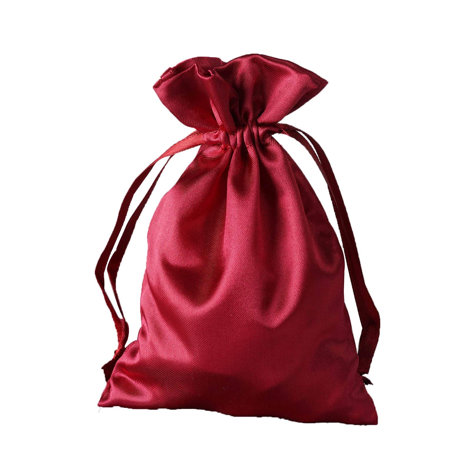 60 Pcs 4x6 Inch Burgundy Satin Drawstring Bags - Wedding Favors, Party Gifts, Jewelry Pouches, Candy Bags for Bridal Showers, Baby Showers & Birthday Celebrations