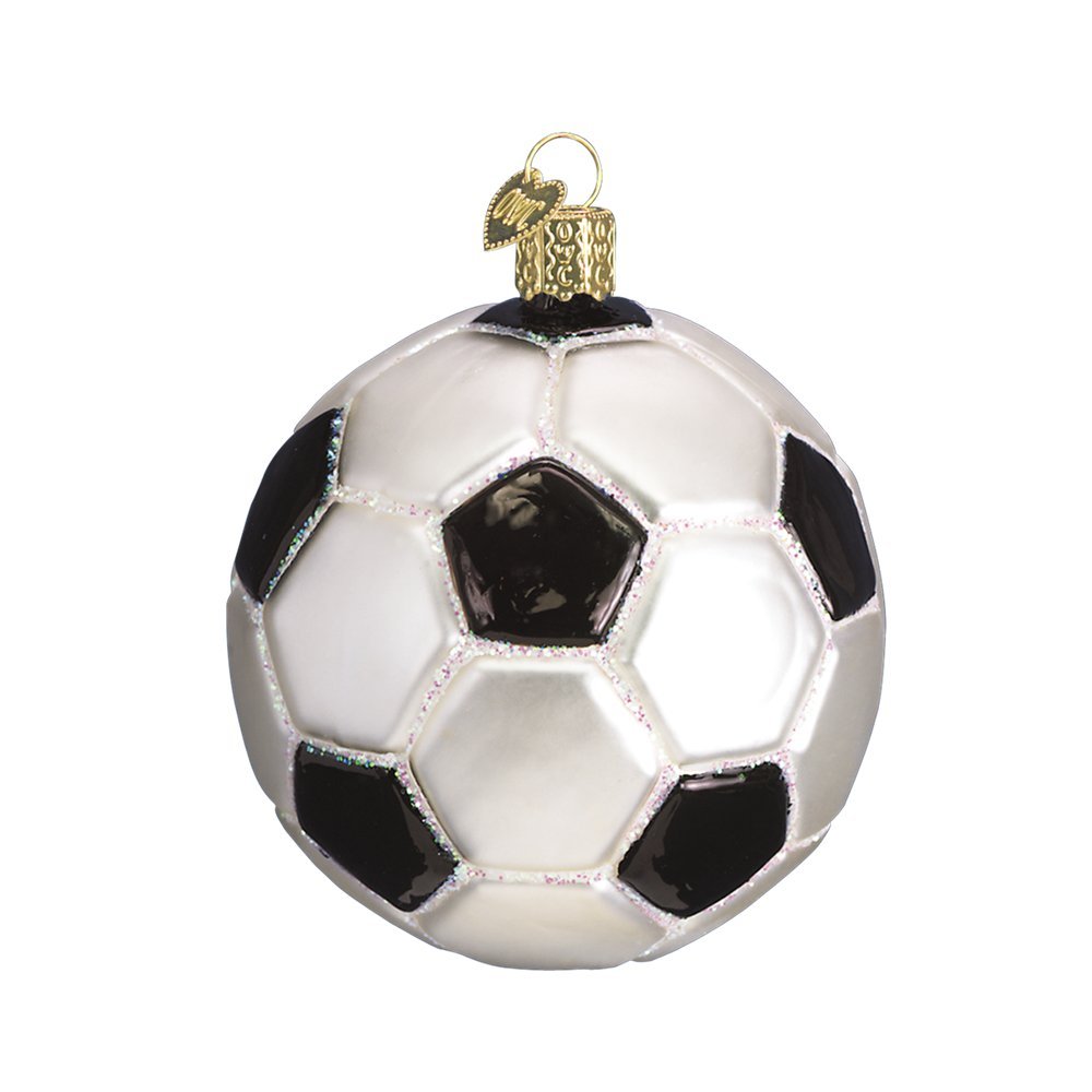 Old World Christmas Handmade Glass Blown Soccer Ball Ornament - Perfect for Sports Fans, Holiday Tree Decor & Gift Giving - Christmas, Hanukkah, New Year Decorations