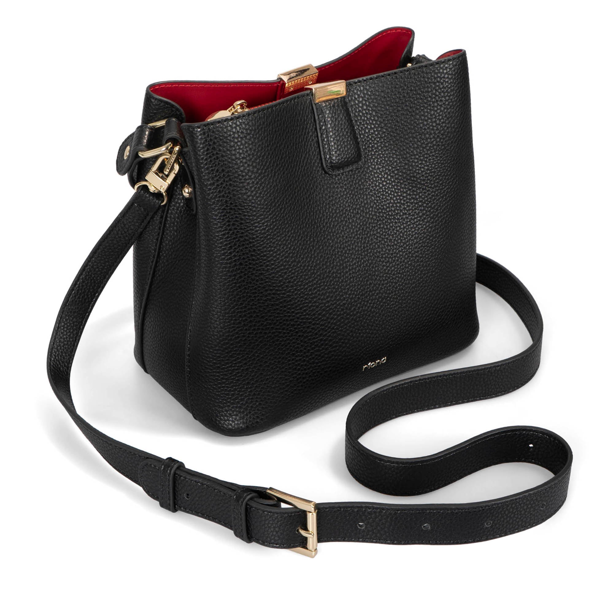 Riona Janis RFID Blocking Pebbled Leather Bucket Bag for Women - Stylish Crossbody Purse for Travel, Shopping & Everyday Use