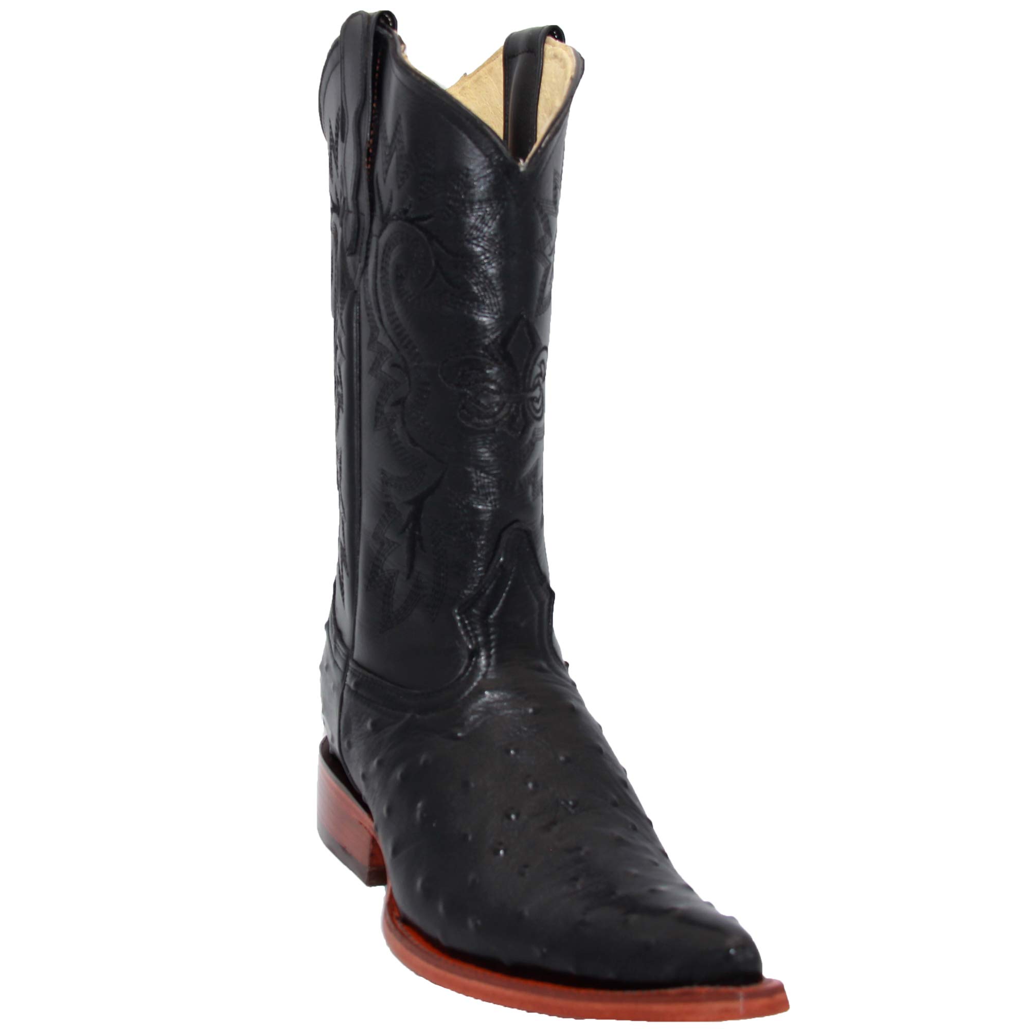 Premium Men's Western Cowboy Boots - Genuine Leather Ostrich Quill Print Snip Toe - Handcrafted Luxury Boots for Rodeo, Country Music Festivals & Western Fashion