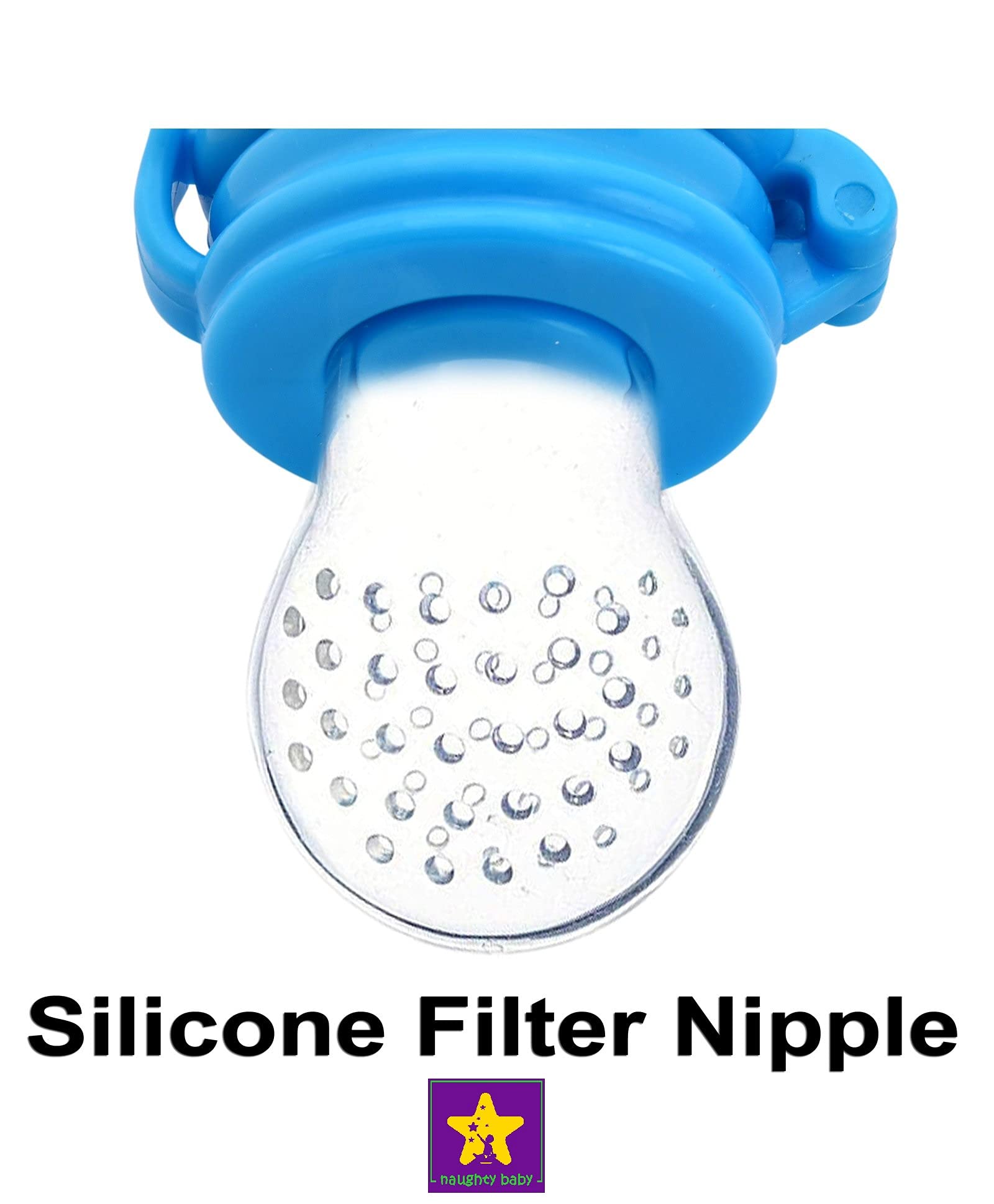 BPA-Free Silicone Baby Food Nibbler & Teether - Soft Pacifier Feeder for Infants, Safe for Fruits & Purees - Perfect for On-the-Go Feeding & Soothing Teething Pain (Blue)