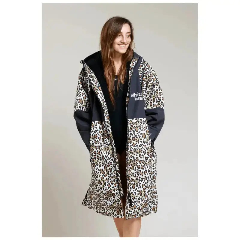 Premium Unisex Hard Shell Swimming Robe with Leopard Print - Quick Dry Beach Cover Up for Pool, Spa & Water Sports