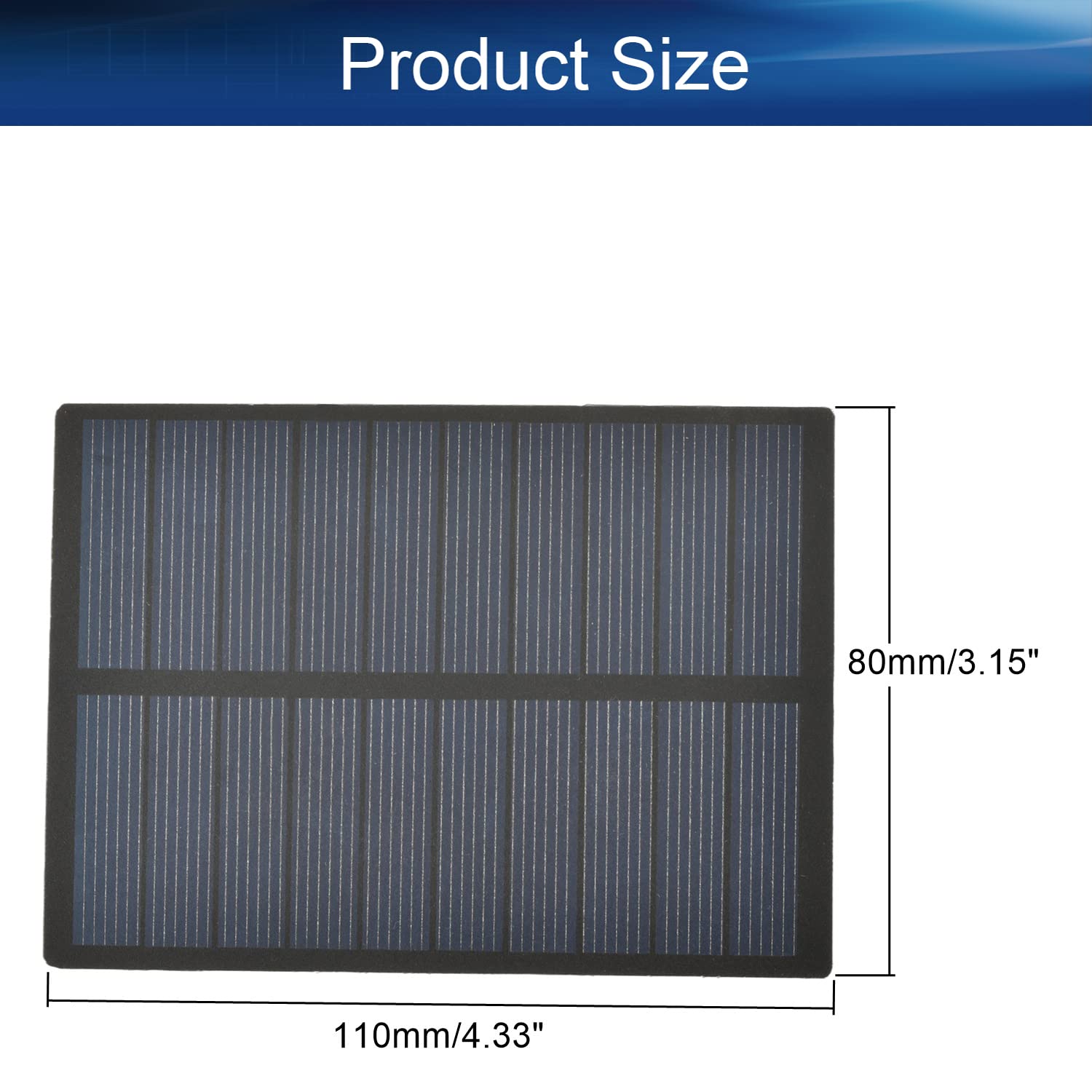 Bettomshin 1Pc 5V 1.3W Mini Solar Panel - Polycrystalline Solar Cell for DIY Solar System, Light Electric Toys, and Battery Chargers (4.33