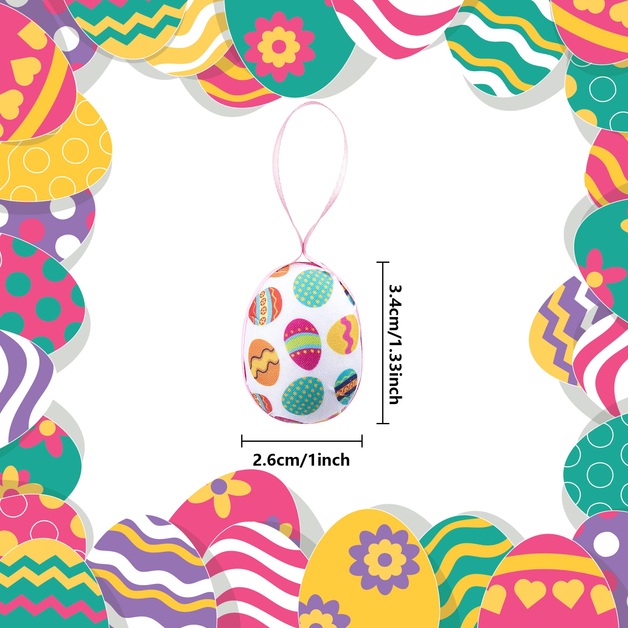 30PCS Fabric Wrapped Easter Eggs with Polka Dots - Small Easter Tree Hanging Decorations for Spring Party, Home & Garden Decor - Perfect for Easter Celebrations, DIY Crafts and Seasonal Table Centerpieces