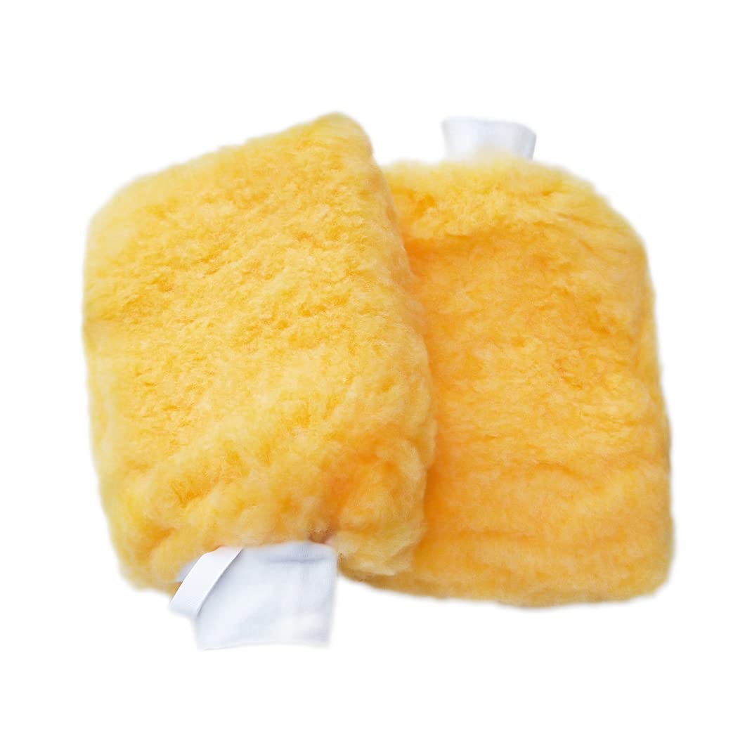 INEBIZ 2-Pack Premium Thick Multi-Fiber Sheepskin Wash Mitts - Soft Lambswool Cleaning Gloves for Car & Home Care (Large) - Perfect for Hand Washing Vehicles, Bathing Pets, and Household Cleaning
