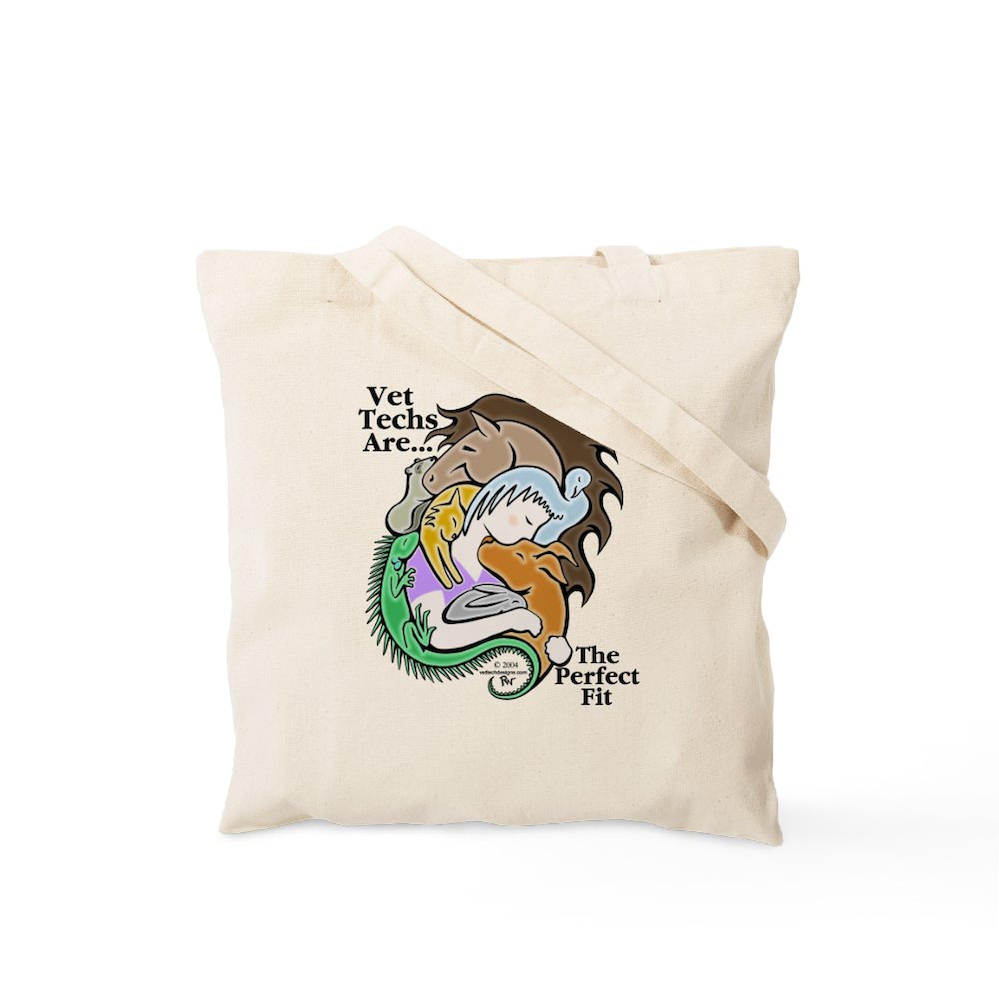 Vet Techs Are The Perfect Fit Natural Canvas Tote Bag - Reusable Shopping Bag for Veterinary Professionals | Ideal for Work, School & Groceries