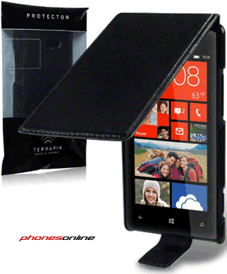 HTC 8X Flip Cover Case for HTC 8X Smartphone - Premium Black Leather Protective Case with Card Slot - Perfect for Work, Travel & Daily Use