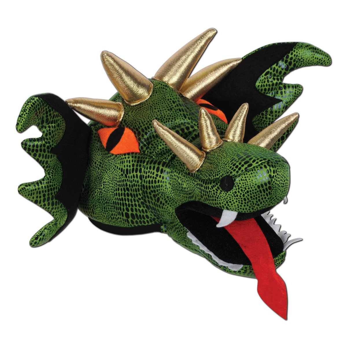 Club Pack of 6 Plush Dragon Hat Costume Accessories - One Size Green | Fun Party Favors for Halloween, Cosplay & Themed Events