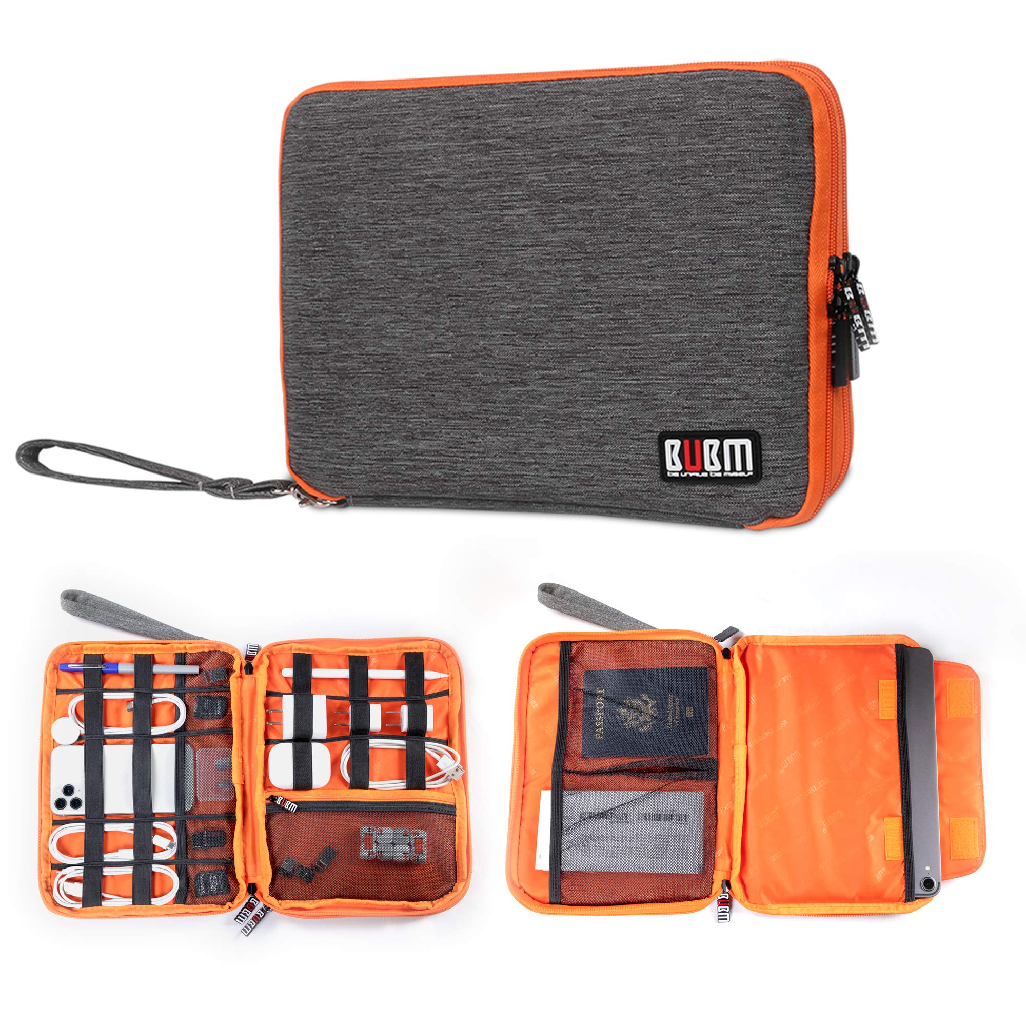 3-Layer Electronics Organizer Travel Case for Tablets, Cables & Chargers - XL Size Fits 10