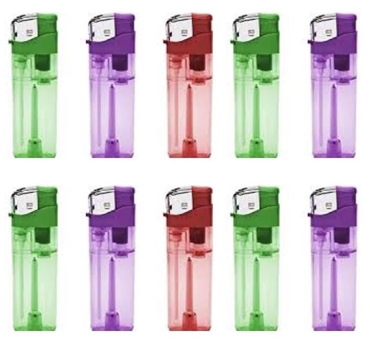 10 Pack Stylish Plastic Pocket Lighters for Cigarettes - Perfect for Smoking, Camping, BBQ & Outdoor Adventures