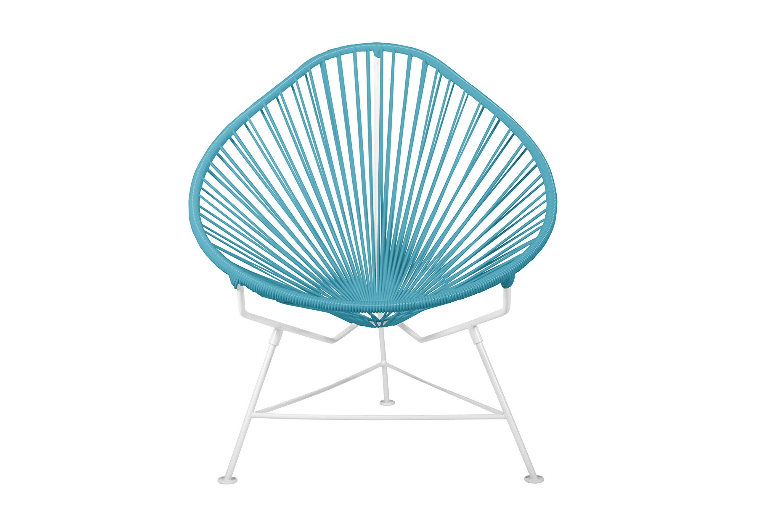Innit Designs Baby Acapulco Chair - Blue Woven Rattan on White Metal Frame - Perfect for Nursery, Patio, or Kids' Room Decor
