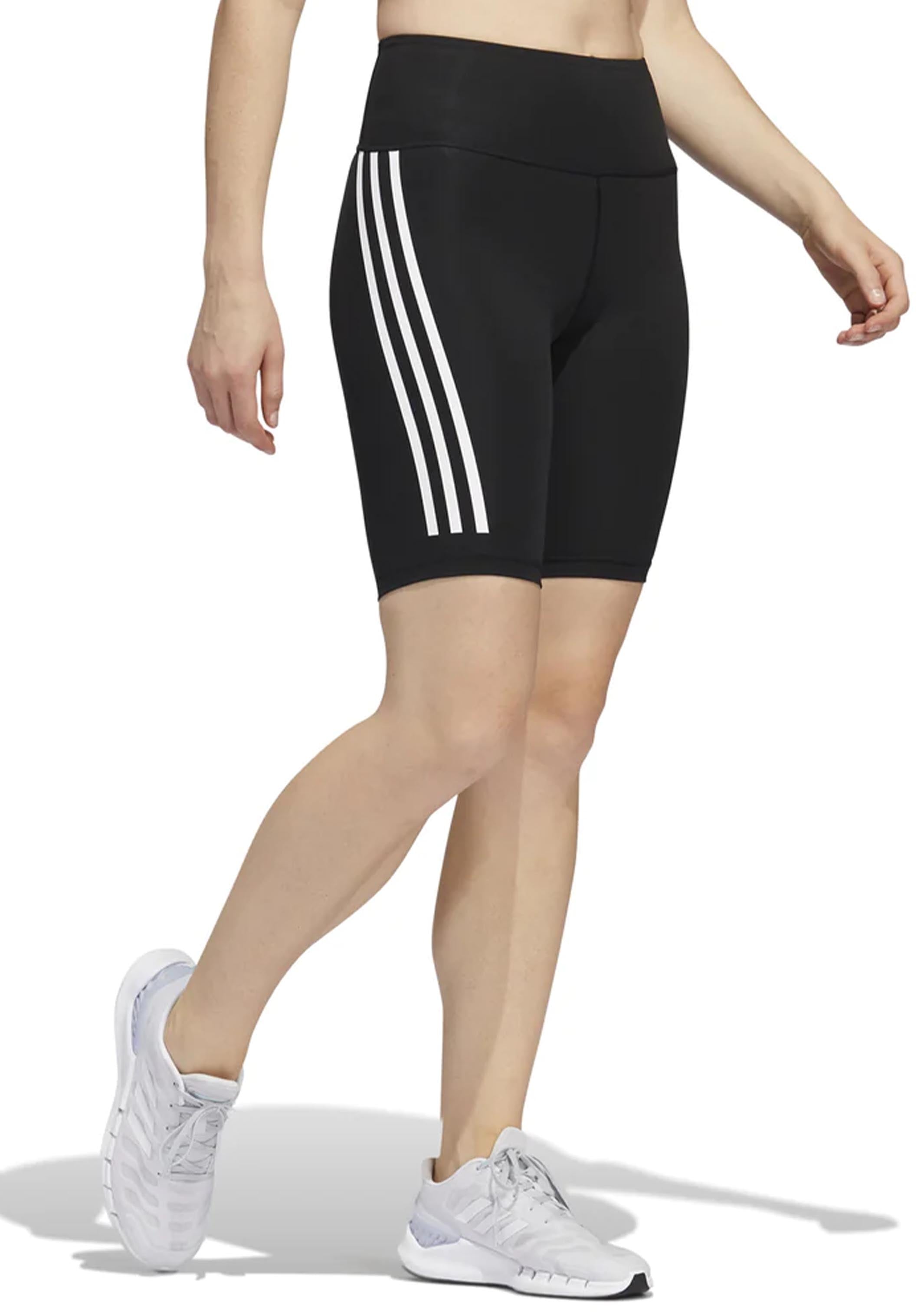 Adidas Women's Optime Trainicons 3-Stripes Bike Shorts - High Waist Workout Leggings for Running, Yoga & Gym | Moisture-Wicking & Comfortable