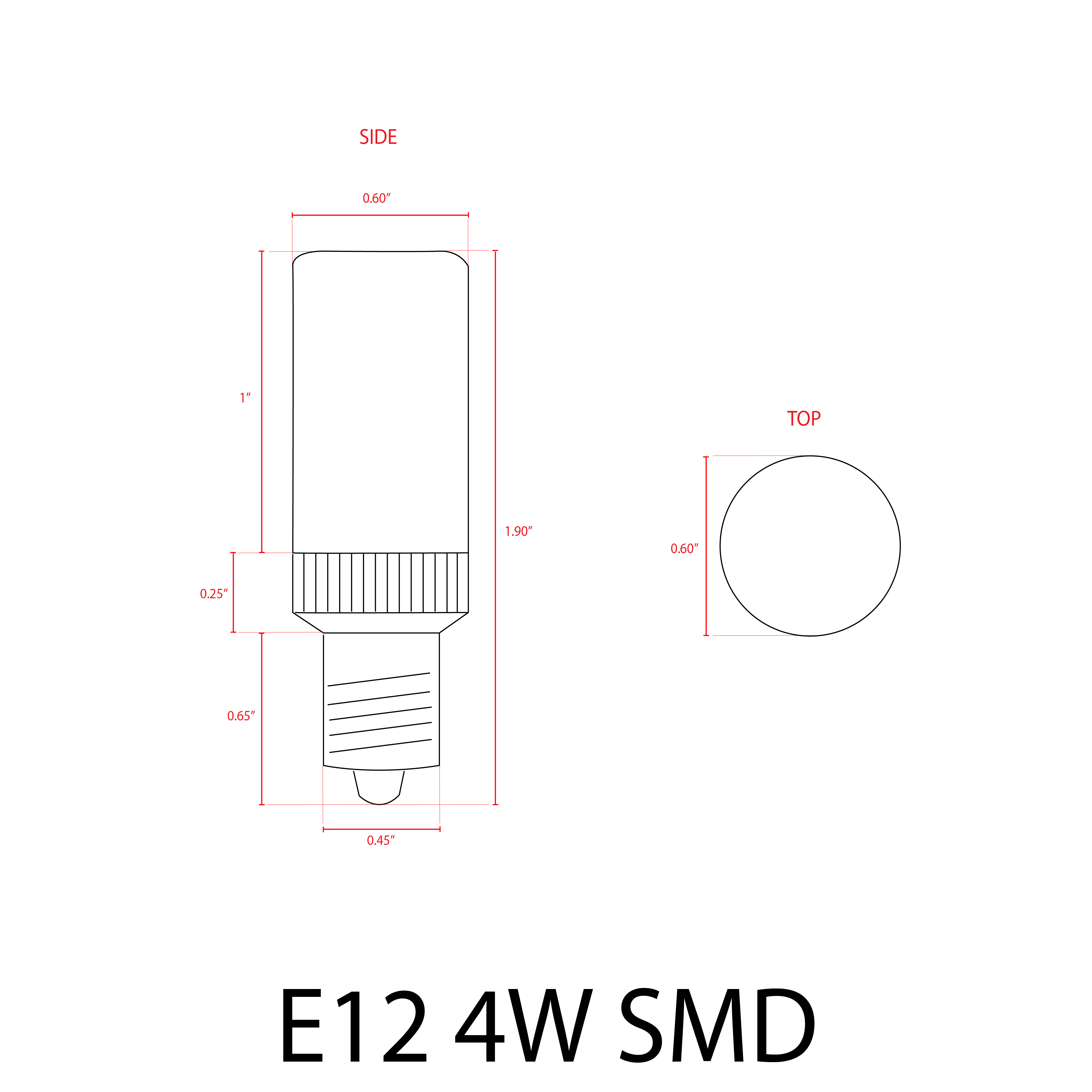 E12 4W SMD 12V Dimmable LED Light Bulbs - Energy Saving Mini Candelabra Base Bulbs for Chandeliers, Ceiling Fans, and Night Lights