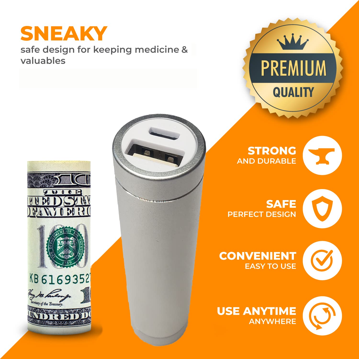 2 Pack Realistic USB Charger Diversion Safe with Secret Stash Compartment | Hidden Storage for Cash, Jewelry & Valuables | Perfect for Home Security, Travel & Emergency Preparedness
