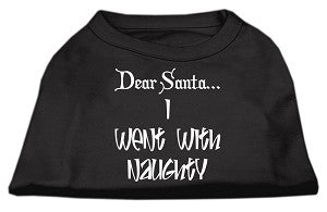 Dear Santa I Went with Naughty Screen Print Dog T-Shirt - Funny Pet Apparel for Christmas in Multiple Colors - Perfect for Holiday Photos & Dog Lovers Gifts