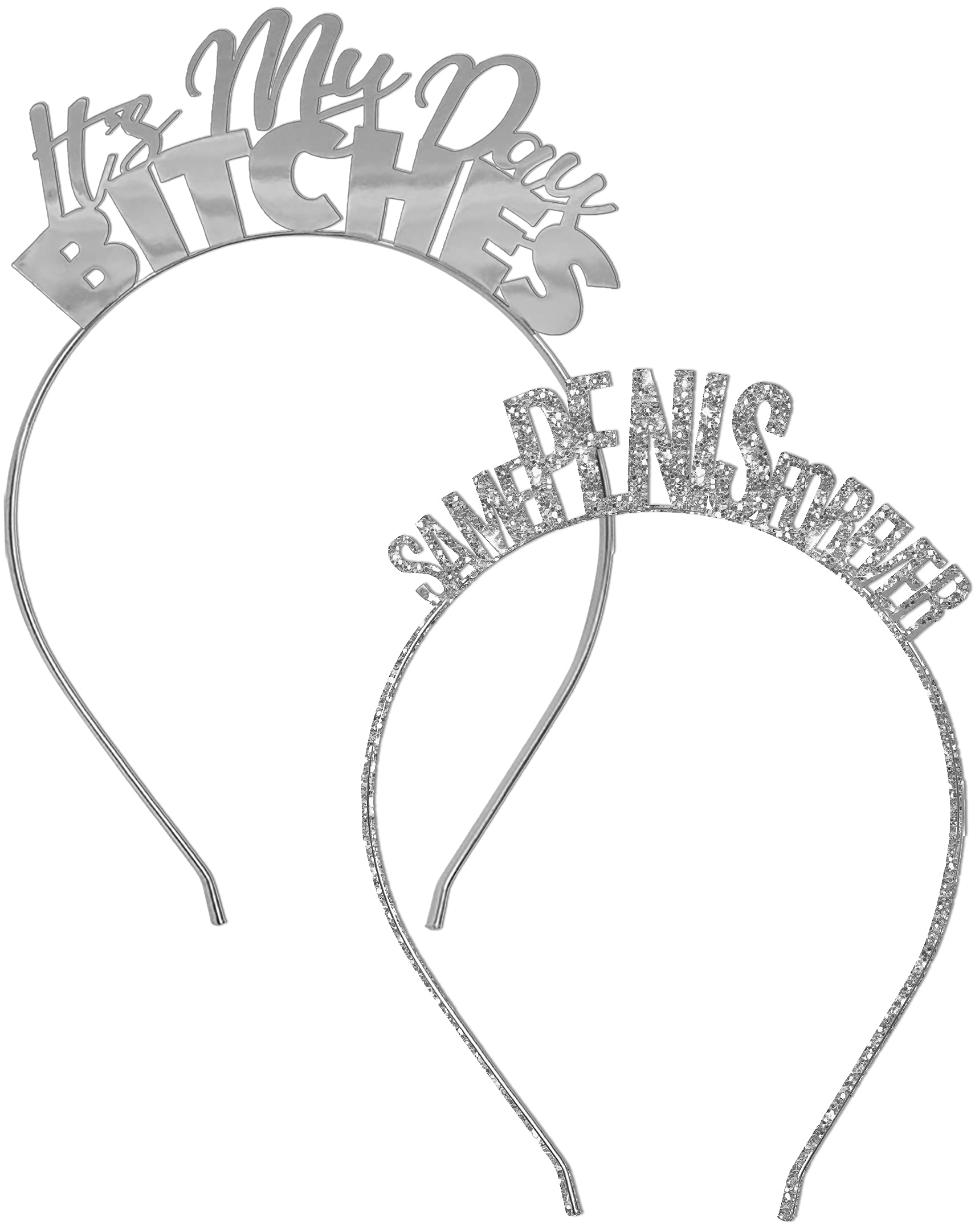 Sparkly Rhinestone Sash Bachelorette Party Headbands - Glitter Metallic Tiara Headpiece for Bridal Shower & Bachelorette Party - Funny Wedding Party Accessories for Girls Night Out & Birthday Celebrations