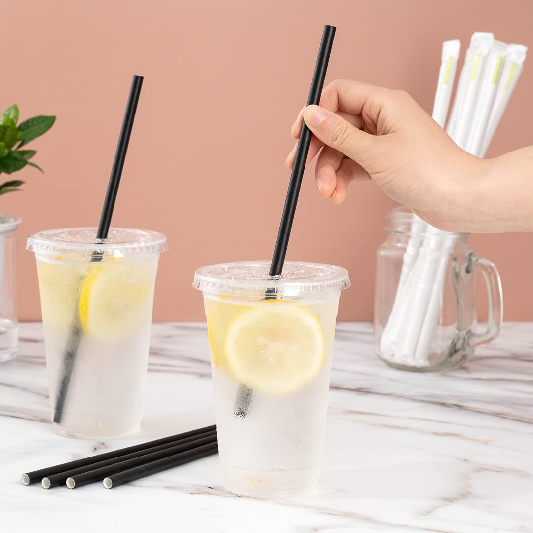 Restaurantware 10 Inch Black Paper Straws - 100 Count Eco-Friendly Drinking Straws for Cold Beverages | Premium Durable & Sturdy Wrapped Paper Straws for Restaurants, Parties, and Home Use