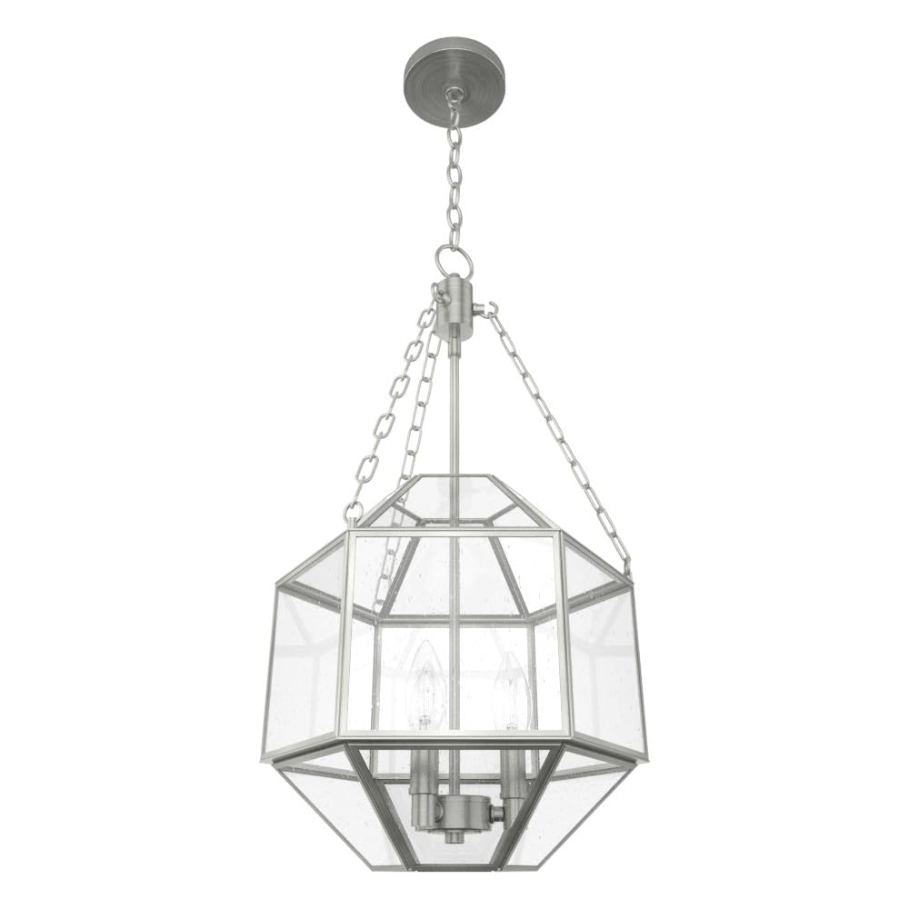 Hunter Fan Company 19368 Indria Brushed Nickel Pendant Light - Modern Ceiling Fixture for Kitchen, Dining Room & Bedroom Lighting