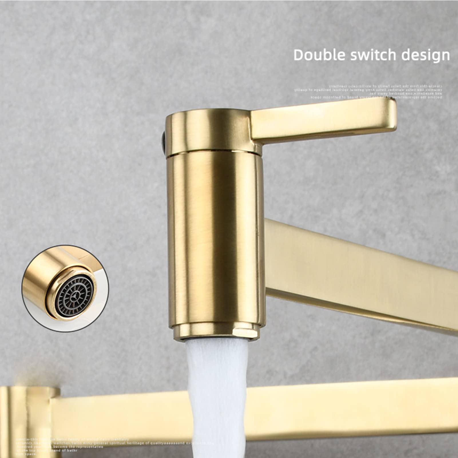 Premium Brass Wall-Mounted Square Pot Filler Faucet - Traditional Folding & Stretchable Design with Double Joint Swing Arms for Kitchen | Ideal for Cooking, Filling Large Pots & Pasta Making