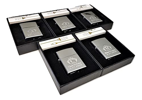 5-Pack USB Rechargeable Double Arc Plasma Lighters - Personalized Engraved Gift Set with Charging Cable, Blue - Perfect for Camping, Travel & Outdoor Adventures