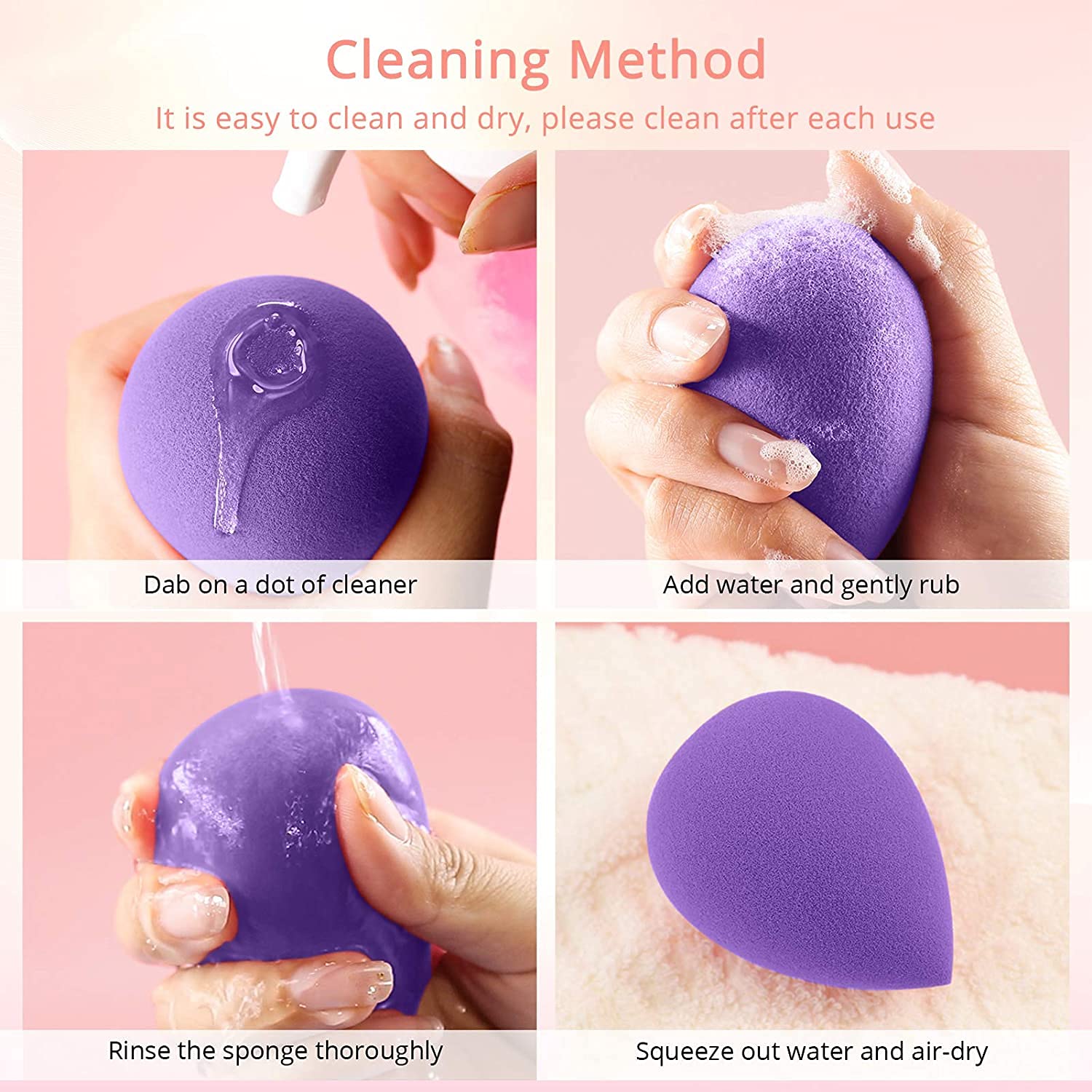 Professional Makeup Sponges Blender Set - 4 Pcs Beauty Foundation Blending Sponges with Egg Case for Cream, Powder & Liquid | Flawless Finish | Perfect for Daily Makeup, Contouring & Airbrush Effect