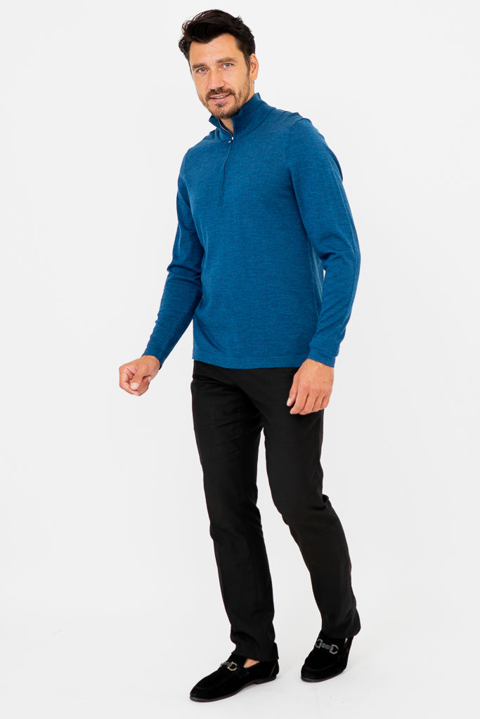 Premium Andrew Sweater for Men - Soft Blue Peri Merino Wool Pullover - Perfect for Winter, Office & Casual Wear
