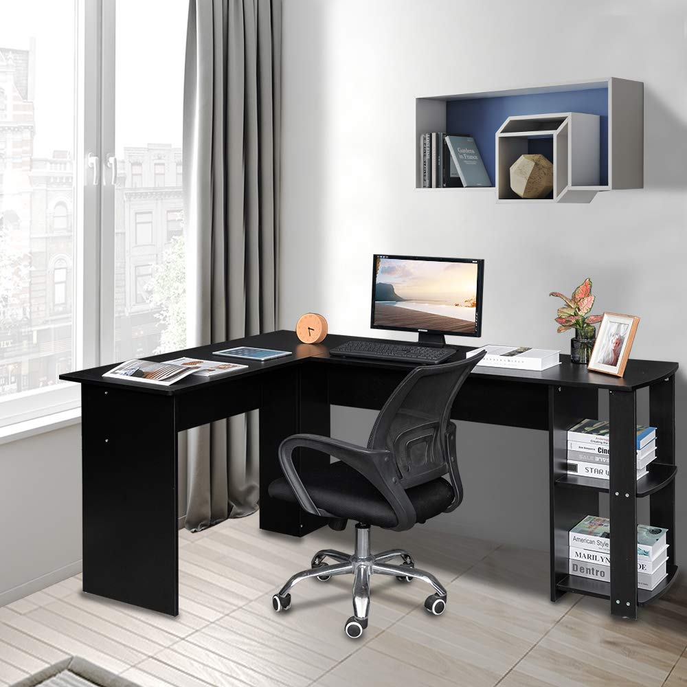 L-Shaped Computer Desk with Drawers for Small Spaces - Compact Home Office & Bedroom Corner Desk for Work & Study | Perfect for Apartments & Dorm Rooms